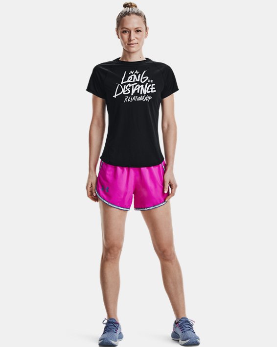 Women's UA Speed Stride Graphic Short Sleeve, Black, pdpMainDesktop image number 2